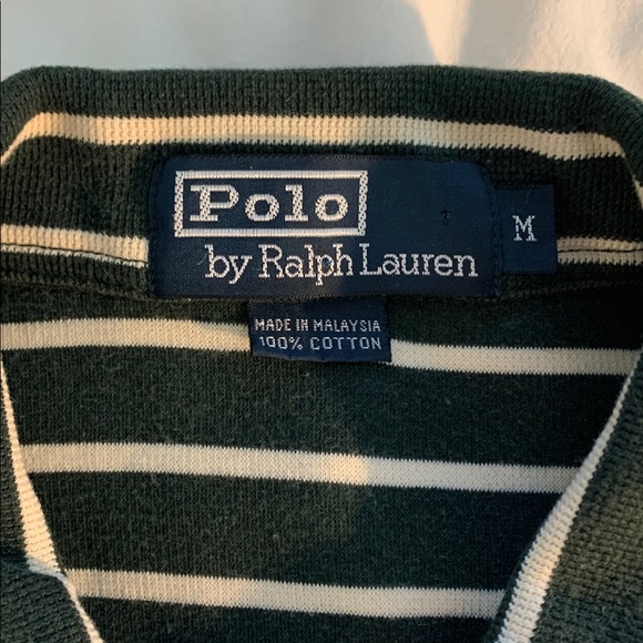 Ralph Lauren Green and Cream Striped Polo Shirt - Picture 2 of 3
